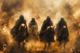 Fototapeta Psy - Four Horsemen of the Apocalypse, biblical prophecy. Riders of end times. 