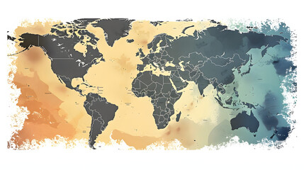 Wall Mural - Illustration of a Colored map of world