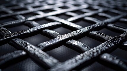 Close up of metal grid net texture, metallic abstract background backdrop