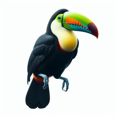 Image of isolated toucan against pure white background, ideal for presentations
