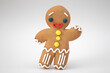Cute gingerbread man cookie isolated on white