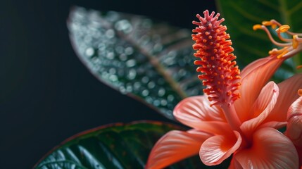 Canvas Print - Close-up of flower with green leaf background