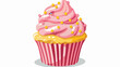 Pink and yellow party cupcake illustration vector on