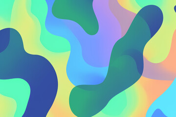 Wall Mural - Abstract wavy background in green, cyan, blue, yellow, and purple colors. Wallpaper, background.