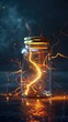 3D rendered lightning in a jar