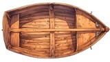 Fototapeta Koty - Illustration of a wooden boat seen from above set against a white background