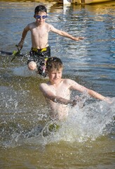 Children playing in water