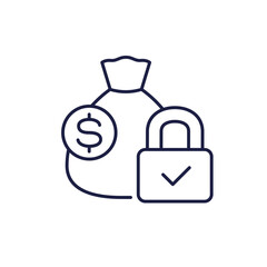 Wall Mural - secure money line icon, bag and lock