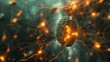 Intricate Network of Firing Neurons:A 3D Rendering of Vibrant Brain Activity