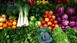 At the local farmers market, a vibrant display showcases an array of colorful vegetables, including green and purple spring greens.