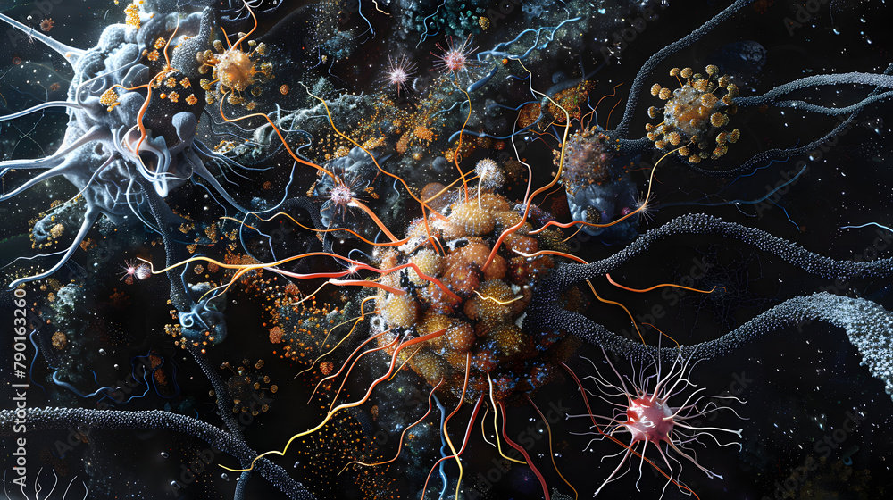 An intricate depiction of the immune system. emphasizing the elaborate ...
