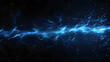 Blue lightning bolt isolated on black background. electric discharge with sparks and flashes in the air. Energy concept for design banner
