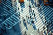 Busy Pedestrian Crossing in the Streets of New York City During Rush Hour Aerial View