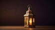 Happy Eid ul fitr background Ornamental Arabic lantern glowing - Eid Mubarak.generative.ai