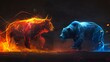 Epic Battle: Bear and Bull Face Off in Intense, Symbolic Showdown