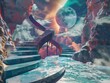 Dreamscape of Twisting Reality in Surreal Wonderland - Abstract Art Print