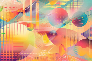 Wall Mural - vibrant holographic abstract background with geometric shapes