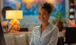 © anatoliycherkas - Portrait of a travel agent African American business woman talking with clients in a modern office on the background of a map