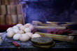 Grilled chicken eggs being cooked by local from Ha Giang, Vietnam