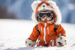 a little boy in skier suit