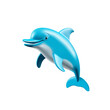 Blue dolphin smiling, happy, 3D. Realistic friendly and intelligent dolphin. Vector
