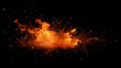© Oleksandr - Orange flame burst isolated on black background. fiery blaze with sparks and embers in the air. Fire concept for design banner