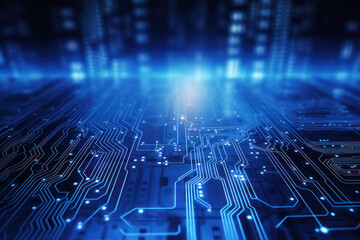 Abstract Technology Background, blue circuit board pattern,