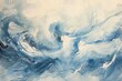 Breezy wind, swirls and gusts, watercolor, soft blues and whites, flowing motion, diagonal view