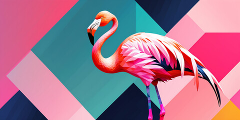 Wall Mural - Flamingo animal abstract illustration