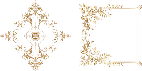 Leinwandbilder - Vintage borders, corner, dividers and filigree elements