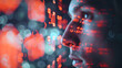 © john - An abstract network of digital numbers and forex symbols reflecting on the face of a focused trader, symbolizing market analysis, trader concept, dynamic and dramatic compositions, with copy space