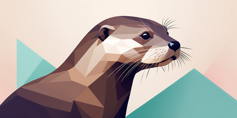 Canvas Print - Otter animal abstract illustration