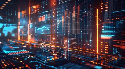 financial graph on technology abstract background