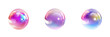 © MDNANNU - set of different holographic spheres in vivid colors, demonstrating various levels of opacity and light refraction, isolated on transparent background