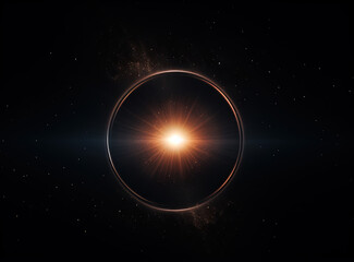 Wall Mural - light flare in the dark space. abstract background with shiny lens glare effect.