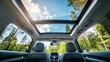 Panoramic sunroof in a modern passenger car 