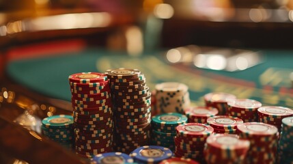 Wall Mural - a table with a bunch of chips