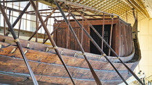 Great Solar Boat Of Khufu In This Picture From December 2020, Made Of Lebanon Cedar Wood And Discovered In 1954 Was Preserved In The Solar Boat Musuem On The South Side Of The Great Pyramid In Giza 