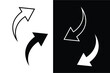 black arrow flat style icon on transparent background. arrow icon for your website design, logo, app, ui. arrow indicated the direction symbol. curved arrow sign ,  Curved arrow line.  eps10