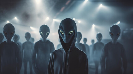 Wall Mural - Aliens creature wearing black hoodie