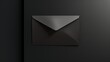 A minimalist scene of a single, unopened envelope resting on a sleek black surface, solid color background