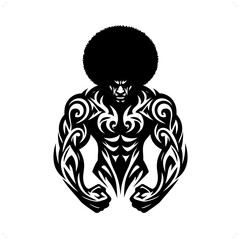 Wall Mural - afro man in modern tribal tattoo, abstract line art of people, minimalist contour. Vector