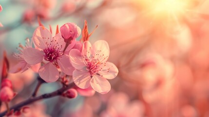 Wall Mural - Close-up view of a blossom on a tree