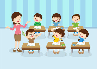 Wall Mural - students and teacher in classroom