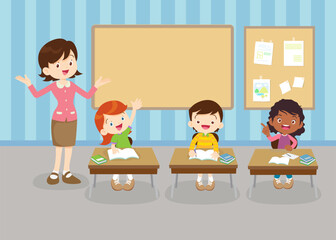 Wall Mural - students and teacher in classroom