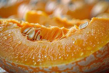 Aufkleber - A close-up of a pumpkin segment used as a stamp during a fall festival to create decorative posters,