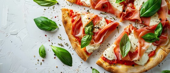 Wall Mural - Pizza Topped With Cheese and Toppings on Table