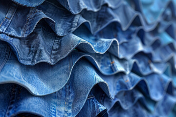 a close-up of an innovative building insulation made from recycled denim, highlighting sustainable b