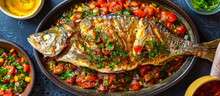 Sayadeya Is A Traditional Egyptian Fish Dish Made With Whole Fish, Typically Mullet Or Sea Bass, Marinated In A Mixture Of Spices And Herbs, Then Pan-fried Until Crispy