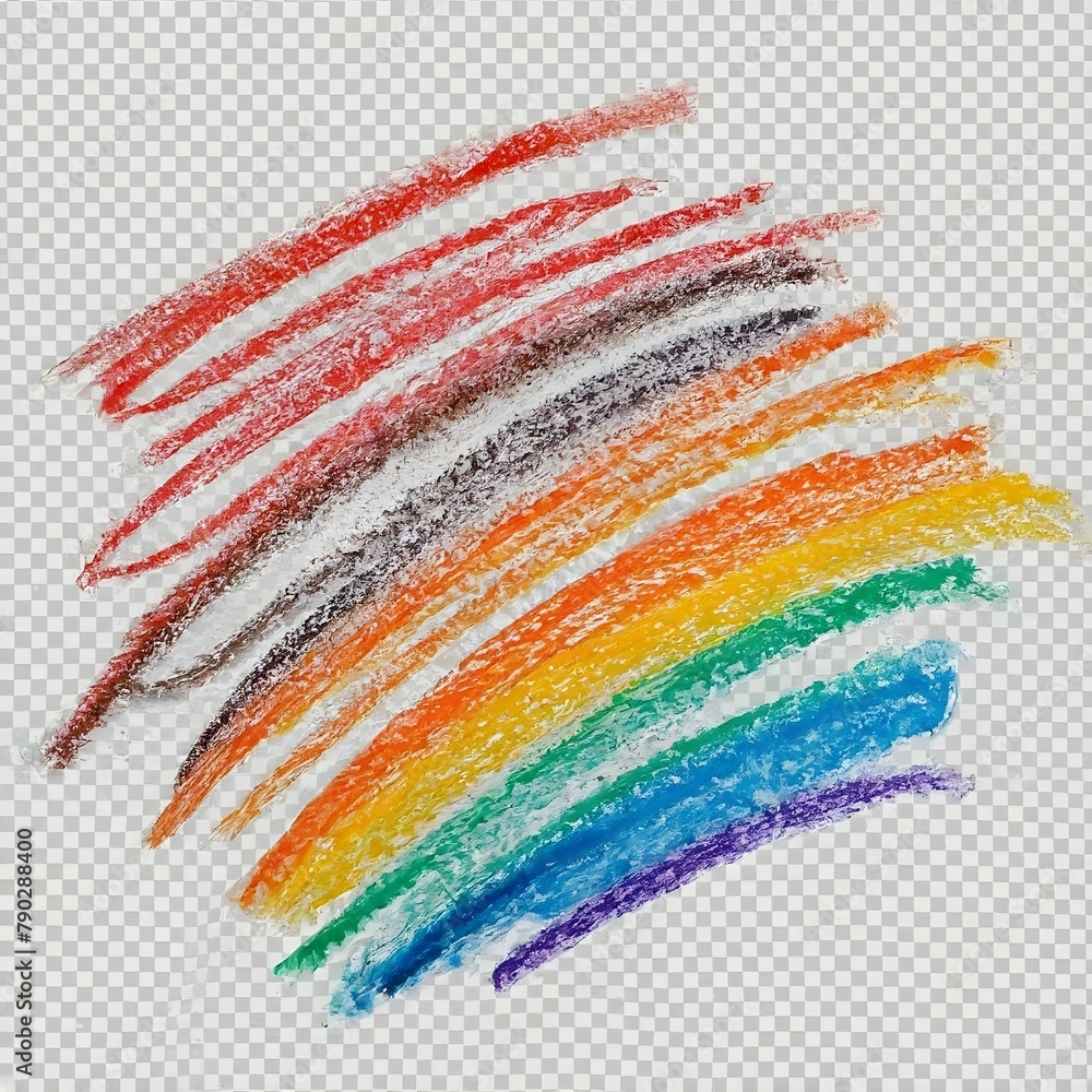 grunge hand drawn colorful scribble wax pastel, rainbow crayon isolated ...